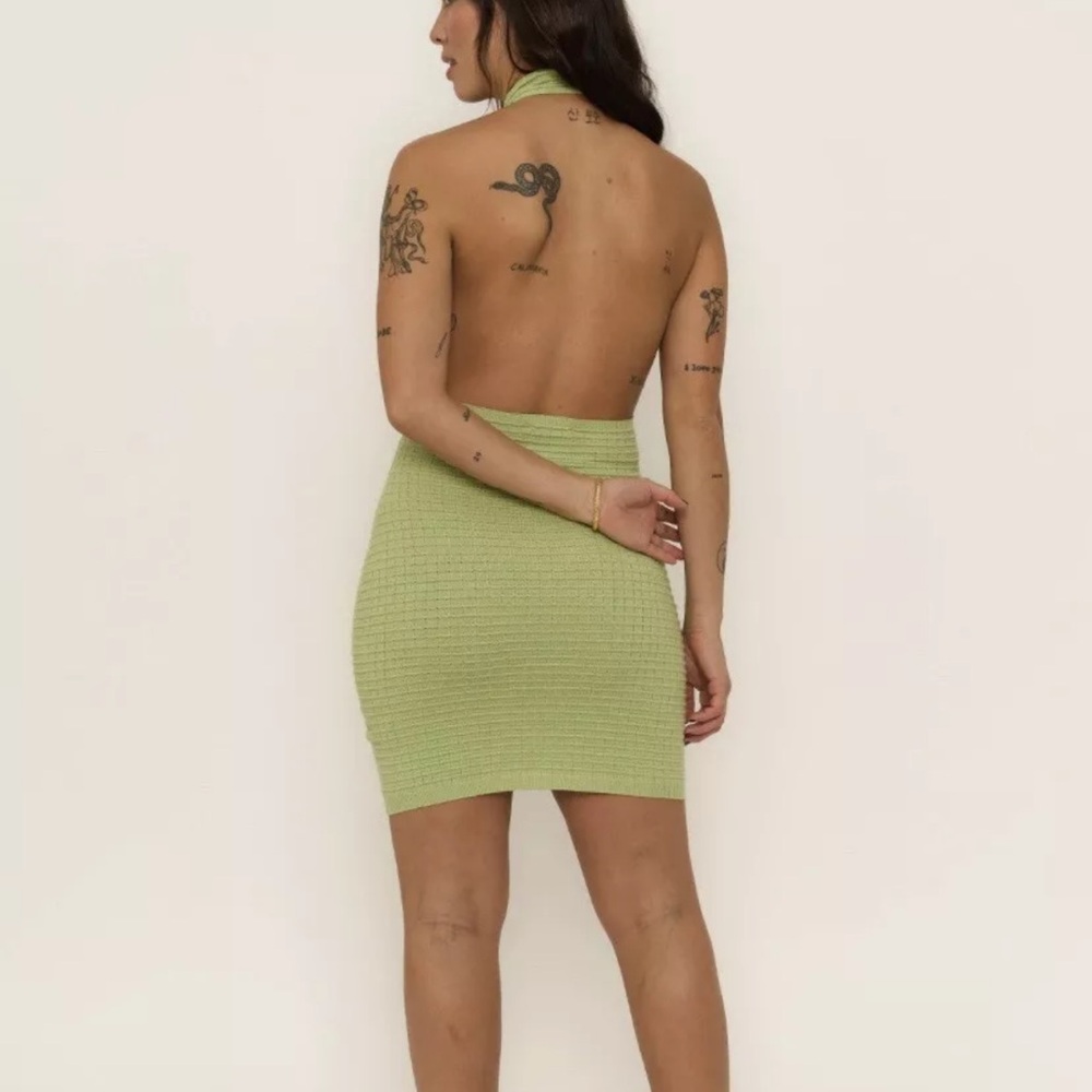 Callahan Knitwear Mimi Mini Halter Knit Dress Apple Green Medium - Picture 5 of 14
